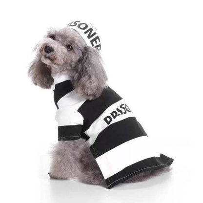 Pet Life Striped Retro Inmate Prisoner Pet Dog Costume Uniform