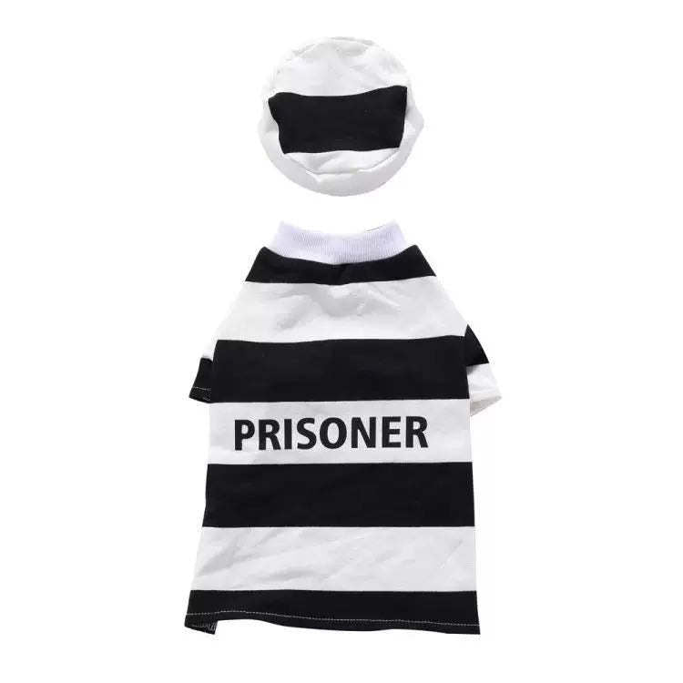 Pet Life Striped Retro Inmate Prisoner Pet Dog Costume Uniform